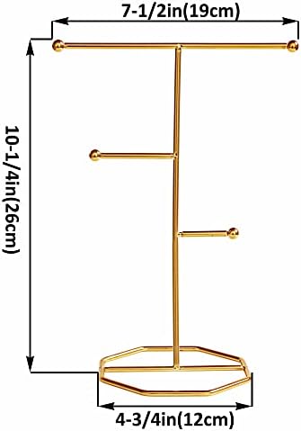 Kaileyouxiangongsi 3 jóias de camada exibir suporte de colar de colar Torre de jóias de jóias de mesa de mesa de metal T-bar T Tower para show jóias pendura