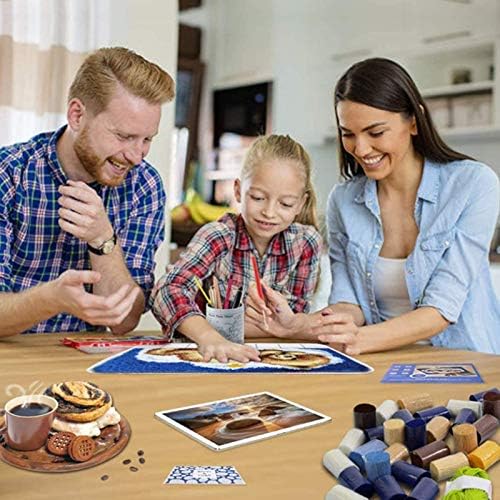 Kit de gancho de trava, tapete de barco minimalista azul, kit de fios de crochê de brinquedo diy, kit de agulha e rosca de tapete