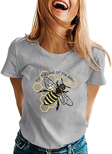 Camisas secas rápidas mulheres mulheres primavera abelhas impressas de manga curta o pescoço camiseta de manga longa tampe
