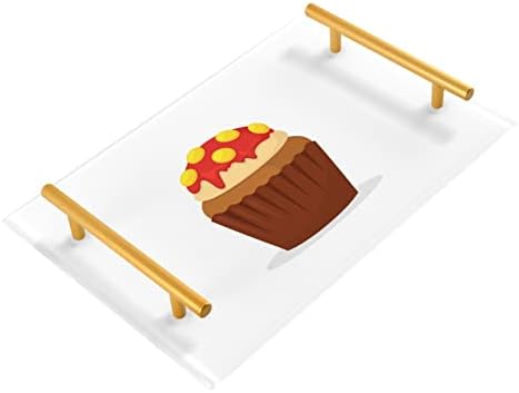 Bandeja de bandeja decorativa de banheiro de acrílico de Dallonan com alças de ouro para o organizador de cozinha Creme de baunilha de muffin de chocolate