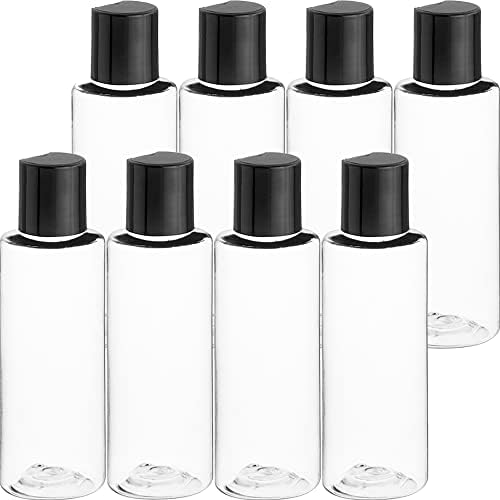 Bottle Supply Co. é 4 oz. / 120 ml garrafa de cilindro de plástico de estimação transparente com tampa superior de disco preto