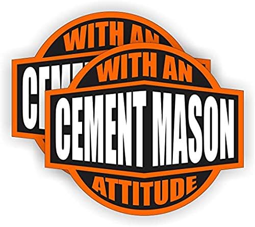 Cement Mason com um adesivo de hard -chapéu de atitude/capacete caixa de almoço de etiqueta de etiqueta