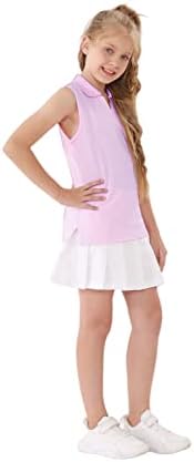 Exarus Girls 'Golf Tennis Polo Camisetas Crianças V treino atlético de decote em V Wicking Wicking Quick Dry UPF 50+