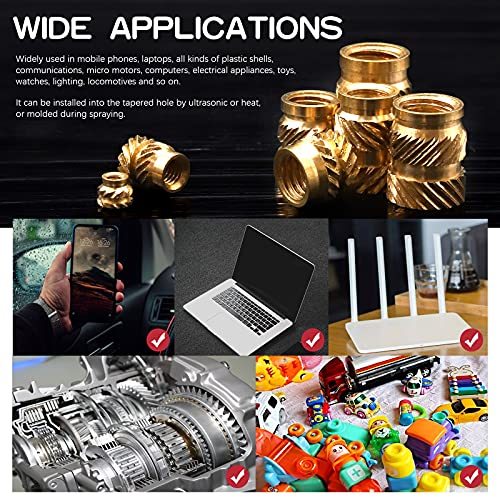 Hilitchi 60pcs Brass Surned Nuts Thread Heat Incoredment Nut para imprimir impressora 3D e mais projetos
