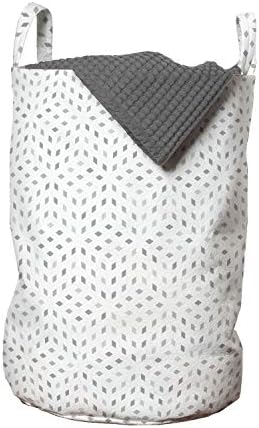 Bolsa de lavanderia cinza e branca de Ambesonne, padrão futurista com pequenos quadrados cinza e efeito óptico, cesto de cesto