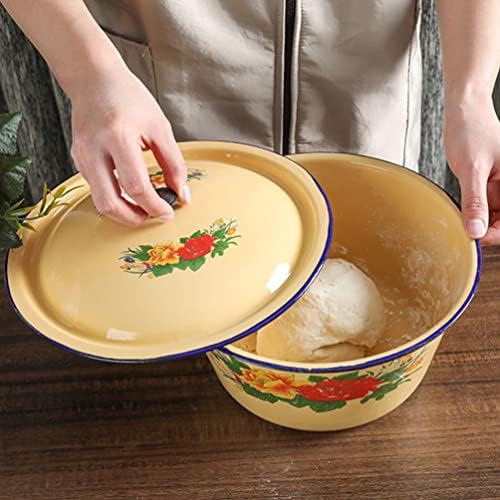 Bacia de esmalte de lavagem retro de Hemoton 1pc com esmaltes de capa Bacia de sopa de sopa vintage tigela de tigela de