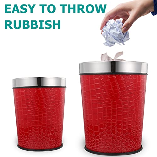 Lixo de couro vintage de Tofficu pode resíduos retro recipiente de lixo de cesta pode desperdiçar cesta de papel para casa de banheiro de casa cozinha vermelha 5l