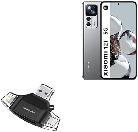 BOXWAVE SMART GADGET Compatível com Xiaomi 12T Pro - AllReader SD Card Reader, MicroSD Card Reader SD Compact USB para Xiaomi 12t Pro - Jet Black