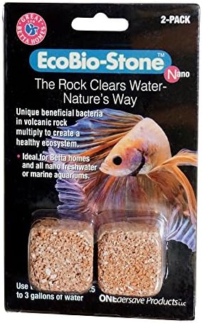 Clarificador de água vulcânica natural de pedra Ecobio-Block e rocha de removedor de odor para aquários, nano, 2 pacote