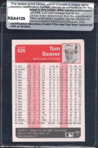 1985 FLEER 526 Tom Seaver Cartão de autenticação Autenticação CAS RSA4129 - Cartões autografados com aragrafia de beisebol