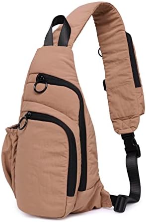Saco de Sling Crossbody Ododos com tiras ajustáveis ​​Mochila pequena mochila leve para viagens ao ar livre de caminhada casual, cinza claro