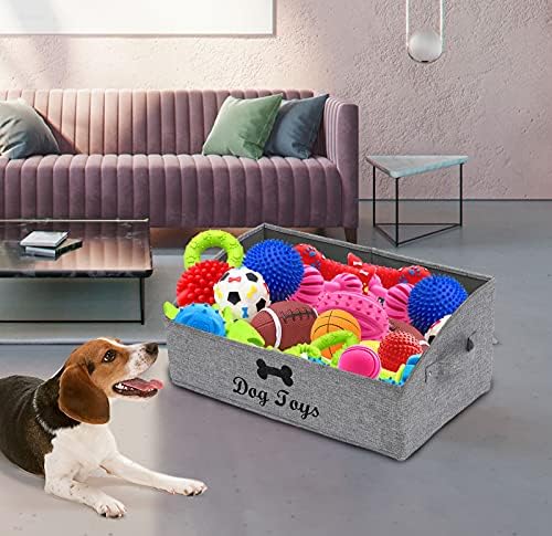 Xbopetda grandes brinquedos para cães caixas de armazenamento-caixas de organizador de trapezoides dobráveis ​​de tecido com alça, brinquedos de cestos dobráveis, vestuário para cães e acessórios-dog-cinza-cinzas