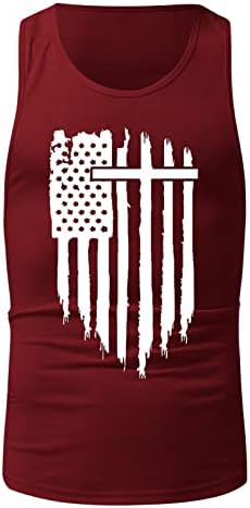 Xxbr 4 de julho Tampo patriótico Tampo para homens, Retro American Flag Sleeseless Summer Racerback Workout Gym Tanks