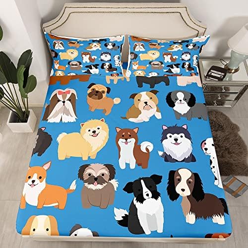Camas de cachorro lençóis de desenho animado cachorro equipado para crianças childern, cães de cachorro sharpei conjuntos
