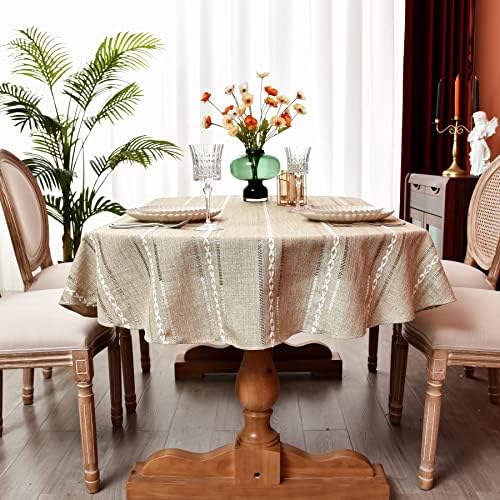 Monibana Rustic Cotton Linen Toelhs Toalhes de mesa bordados Tarinhas de mesa de primavera, capa de mesa de toalha de mesa de festa da cozinha para mesas ovais, 60 x 120 polegadas