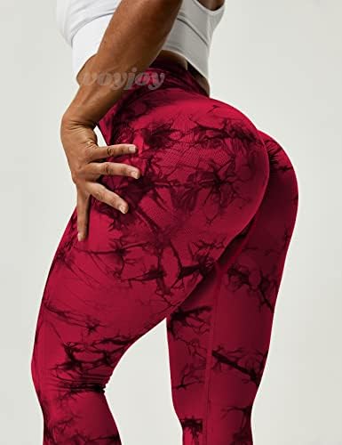 Voyjoy Tie Tye Dye Seisless Leggings para mulheres calças de ioga de cintura alta, calças elásticas de levantamento de bunda de