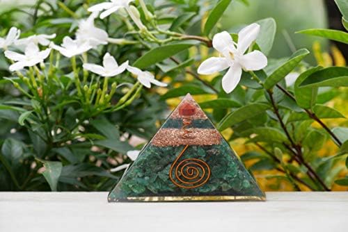 Pirâmide de Aventurina Verde Zaicus - Pirâmide de Cristal Orgona de Cura - Pedra Gemita Natura