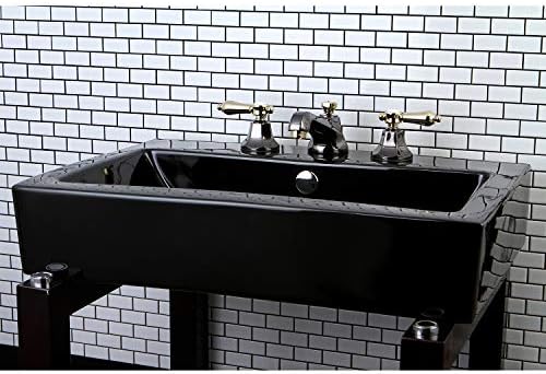 Kingston Brass NS4469Bal Water Onyx Fauceta de lavatório generalizada com dreno pop-up de latão, aço inoxidável preto com acabamento em latão polido