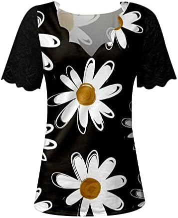 Camiseta de blusa de pescoço de pescoço em vil para mulheres roupas de outono de verão y2k manga curta impressão de impressão