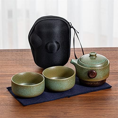 Conjunto de chá portátil chinês Hdrzr Cerâmica 1 panela 2 xícaras de viagem Conjunto de chá Canecas Bolsa de armazenamento conjunto