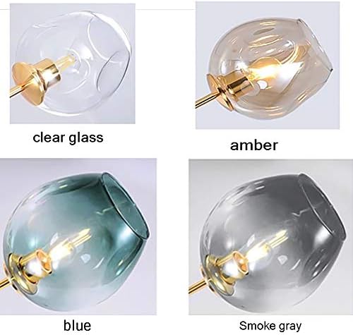Omoons Creative Iron Art Light, Starburst, lustre moderno de Sputnik, lustre de globo de vidro, lustre molecular nórdico E27, luminária de luminária de teto de latão, luminária/gradiente de alojamento