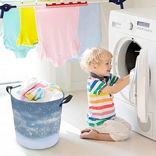 Foduoduo Cesta de lavanderia Winter Woodland Laundry Tester com alças Turmper Turmper Dirty Roupas Saco de armazenamento para quarto, banheiro, livro de roupas de brinquedo
