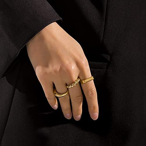 SLOONG 10pcs clássico ring ring ring conjunto de 14k anel de anel de anel de ouro de 14k, anel de empilhamento da