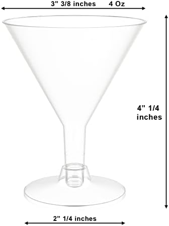Vicios de Martini de plástico - 30 pacote 5 oz. - óculos de martini descartáveis ​​cristalinos com copos de coquetéis