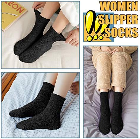 Dosoni Womens Fuzzy Slipper Socks Super macio conforto macio de microfibra quente Dormindo meias de inverno 5 pacote