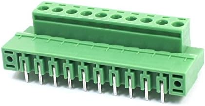 IIVVERR 5.08mm Pitch 10 pinos 14-22AWG Tipo de PCB Montagem de plástico verde PCB PCB PCB Terminal Block Connector