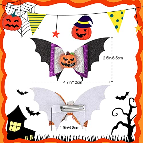 Clipes de cabelo de morto de halloween, 6 PCs Halloween Hair Bats Clips Spider Pumpkin Ghost Patterns, Glitter Halloween Brux