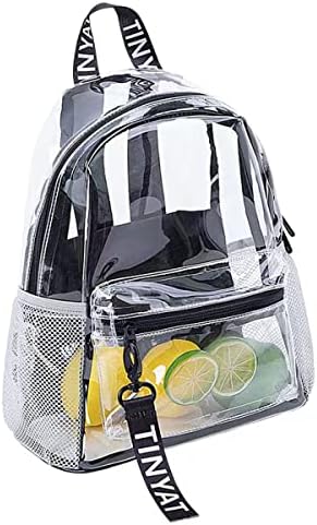 Qriyouiei limpa mochila pequena mochila transparente mais espessa mochilas de PVC para adultos para eventos esportivos