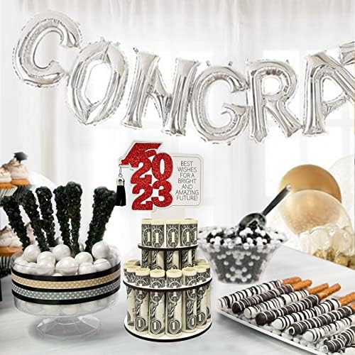 2023 Presente de graduação Dinheiro, bolo de dinheiro de graduação dupla com 25 buracos para dinheiro de parabéns Parabéns