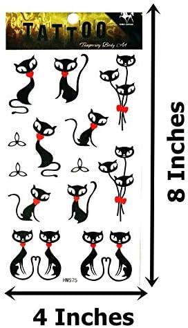 Nipitshop 1 folha Black Cat Halloween Ghost gato moda feminina corporar braço de pescoço tatuagens temporárias