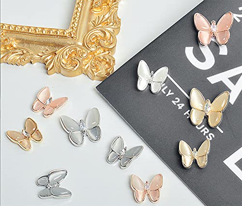 3D Butterflies Nail Art Butterfly Acrems Jewelrys Jewelrys pregos Butterfly Charms Nail Art Metal Metal Acessórios de unhas Diy para encantos de casamento Diy Salon Manicure Decoration Rose Gold Pack de 30
