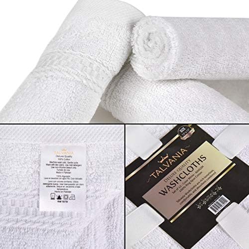 Taneadas de algodão Talvania - 13 ”x 13” de toalhas de algodão puro de anel puro 600 gsm macio e absorvente, duradouro,