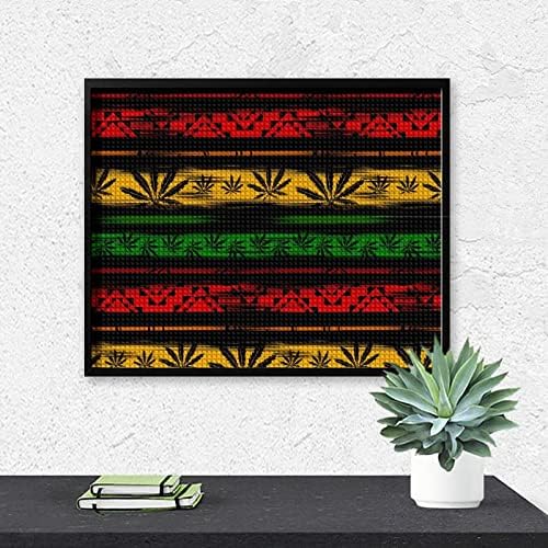 Rastafarian Art Marijuana Pattern Diamond Painting Kits para adultos Full Square Drill Art Painting Imagem decorativa para o escritório