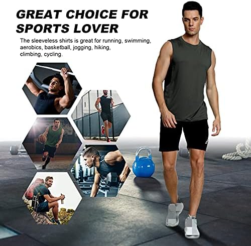 Camisa sem mangas masculina, tampa de treino atlético de ajuste seco fresco, esportes de camiseta de camisa de camiseta de basquete de ginástica de ginástica