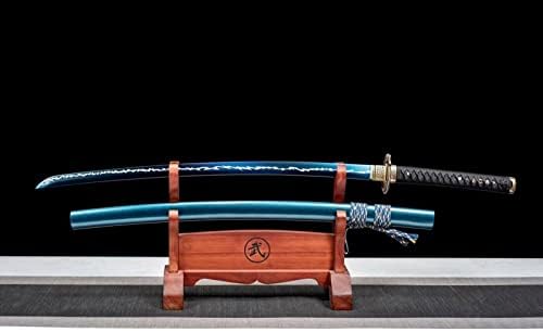 GLW Knifeko-katana Lightning Blue Blade T1095 Aço de aço Handmade Japonês Samurai Tang Completo