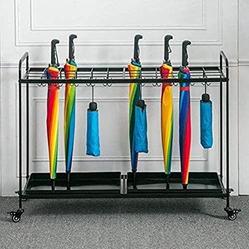 Kuyt guarda -chuva com bandeja de gotejamento removível e 48 ganchos, um guarda -chuva de metal antigo em pé, rack industrial para