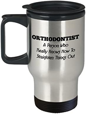 Caneca ortodontista de viagens de café Melhor dentista exclusivo engraçado pessoa copo de chá de chá para homens ortodontista uma pessoa que realmente sabe como endireitar as coisas