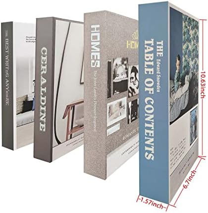 4 PCs Modern Hardcover Decoração de Livros Falsos Para Mesa de Coffee Livra Display - Fashion Faux Books Stack Plant Pattern Design para Livros Decorativos de Escritórios de Fazenda Rússica do Escritório Conjunto de 4