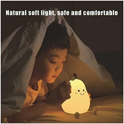 Deiovr LED Bedroom Bedance Luz leve em forma de pêra, luz noturna, segurança de segurança LED Silicone Kids Night Light com bateria recarregável USB de 1200 mAh, lâmpada de viveiro de luz suave fofa