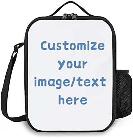 Saco de lancheira personalizada Personalize lancheira com texto de foto, sacola de almoço isolada personalizada para