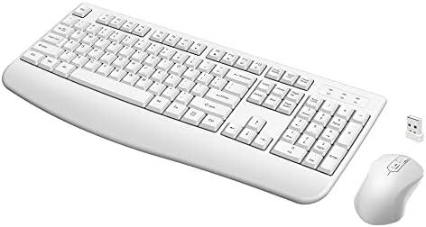 O teclado sem fio e o mouse combinando, o teclado sem fio de 2,4 GHz de 2,4 GHz com descanso de palma confortável e mouse sem fio óptico para janelas, Mac OS PC/Desktops/Computador/Laptops