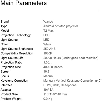 Projetor inteligente LCD Projector LED Suporte