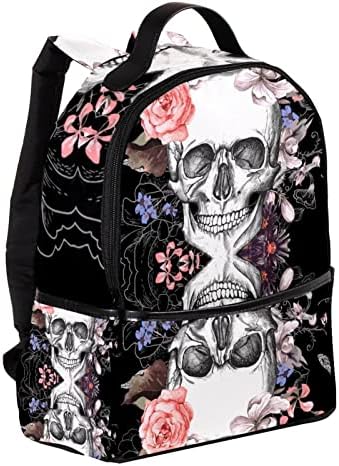 Mochila VBFOFBV para Mulheres Daypack Laptop Backpack Travel Bag Casual, Skull Rose Vintage Art Mod Rock