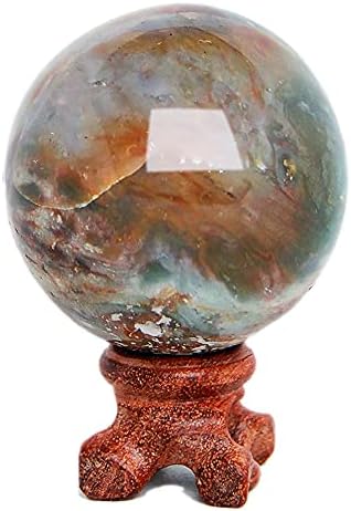 Ocean Jasper Sphere com Wood Stand Oj Crystal Quartz Cura Mineral Amor Bola de Pedra Bola de Adivinhação Esfero