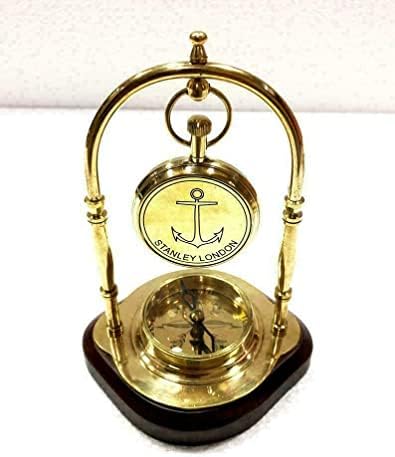 Ak Náutico Antigo Compô de Brass Estilo Náutico Navio de Madeira Madeira Relógio Decoração do Escritório