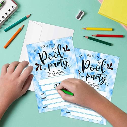 Cartões de convite para festa de aniversário da piscina Wuinck, Tie Dye Pool Party Summer Swim Come Party Convites para